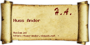 Huss Andor névjegykártya